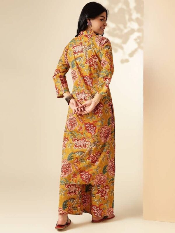 Pure Cotton  2-Piece Ethnic Cord Set - Yellow - Image 3